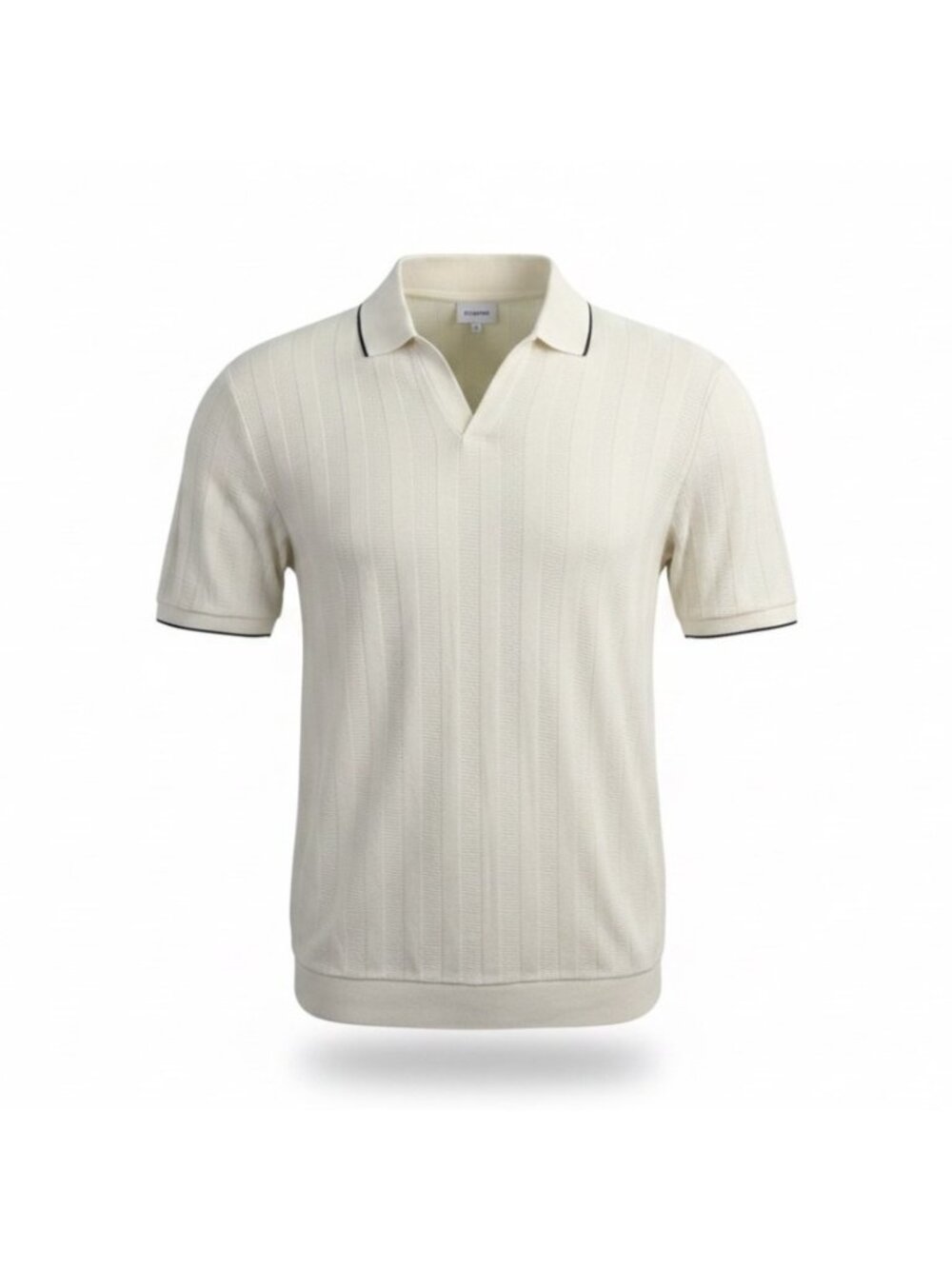 Zara Mens Cream Polo Shirthort Sleeve Ribbed Casual Size S